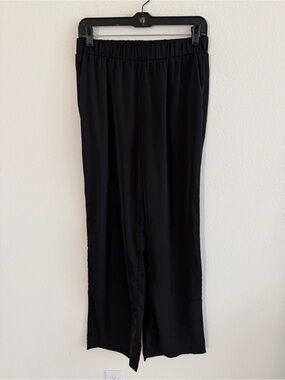 Meshki Elastic Waist Pull On Straight Leg Minimalist Black Pant